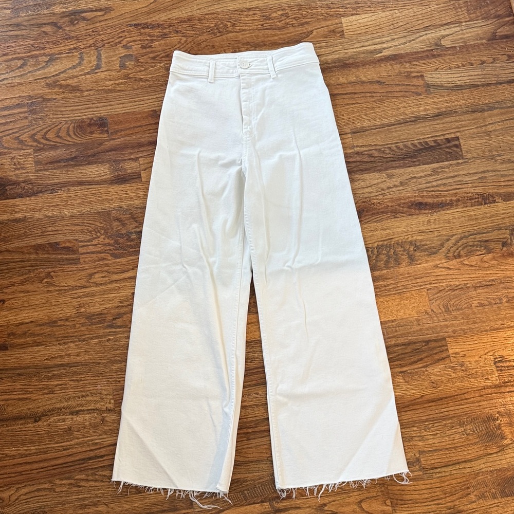 Zara High Rise Wide Leg Jeans - Cream